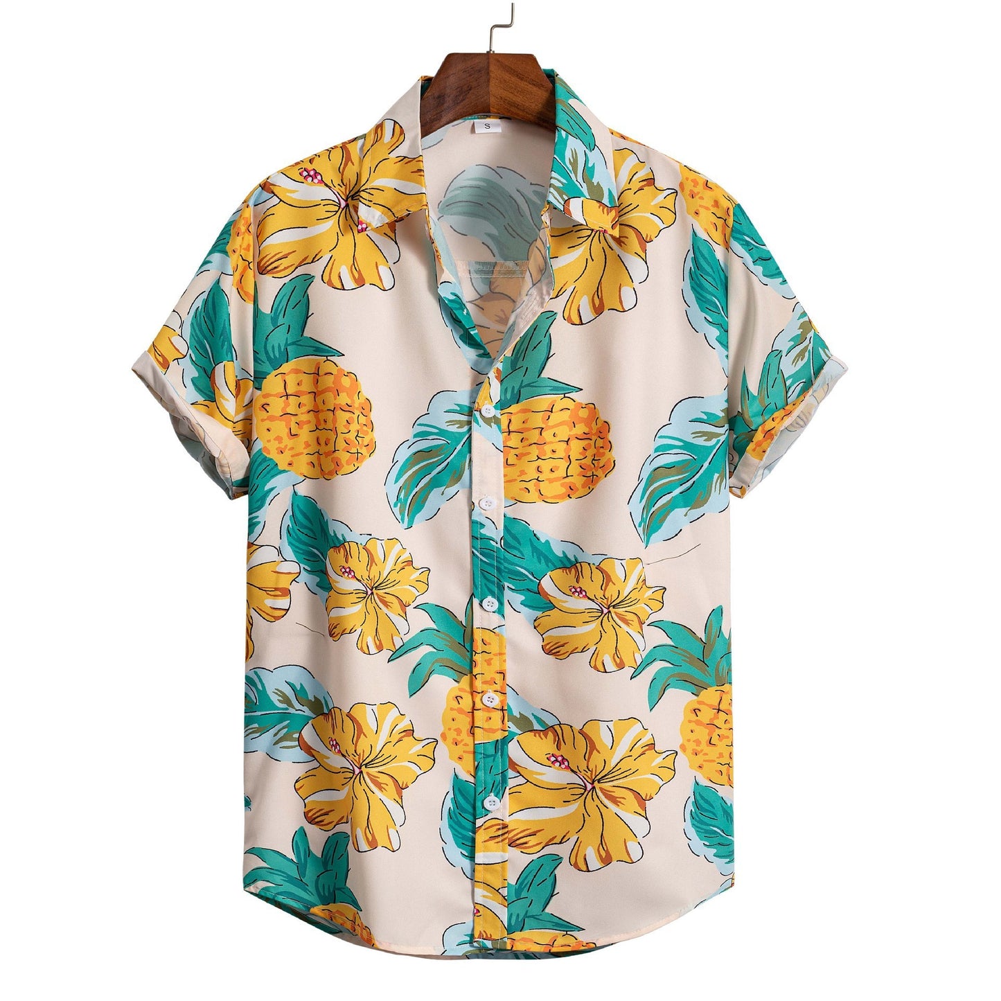 Men's Short-sleeved Shirt 3D Digital Printing Hawaiian Trendy Cardigan Shirt