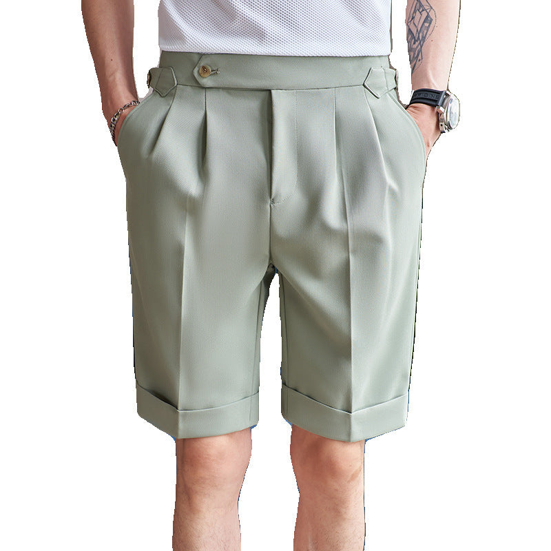 Lightly Mature British Solid Color Casual Simple Naples Mid Waist Shorts